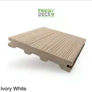 Commercial Grade Ivory White. FreshDeck™ Ivory White Just $15.38 LM $80.00 Per Board Or Only $109.89 M2 plus gst - Solid, Fully Capped, UV Rated 140x22x5200mm. 25 Years Warranty FREE Stainless Steel Clips & Screws