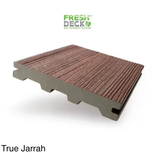 Commercial Grade True Jarrah. FreshDeck™ True Jarrah Just $15.38 LM $80.00 Per Board Or Only $109.89 M2 plus gst - Solid, Fully Capped, UV Rated 140x22x5200mm. 25 Years Warranty FREE Stainless Steel Clips & Screws FREE Delivery!