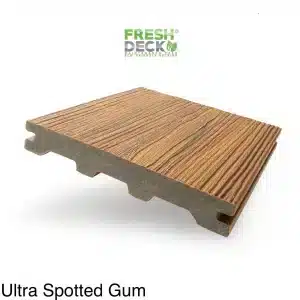 Commercial Grade Ultra Spotted Gum FreshDeck™ Just $15.38 LM $80.00 Per Board Or Only $109.89 M2 plus gst - Solid, Fully Capped, UV Rated 140x22x5200mm. 25 Years Warranty FREE Stainless Steel Clips & Screws FREE Delivery!*